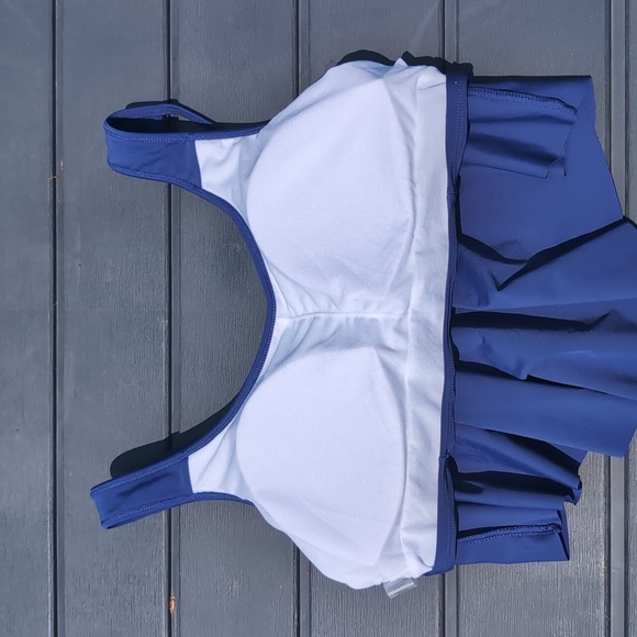 Sexy Blue Double Strap Flowy Bikini Swim Top Sz L - Picture 11 of 13